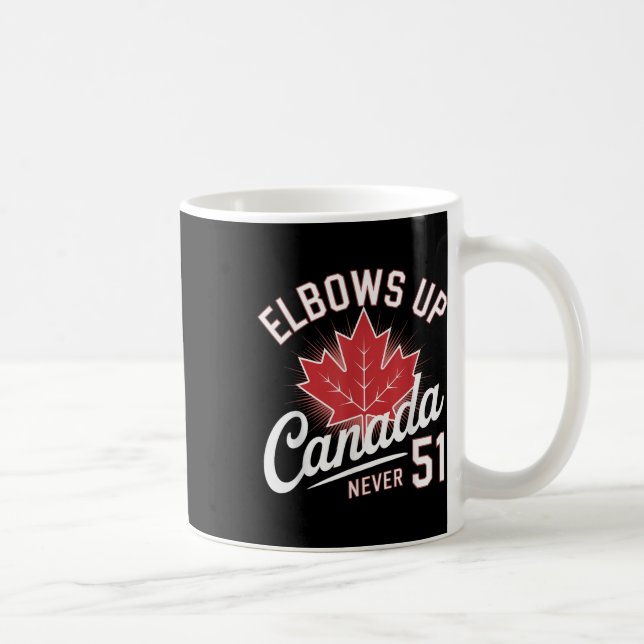 Elbows Up Canada Never 51 Canada Flag  Coffee Mug (Right)
