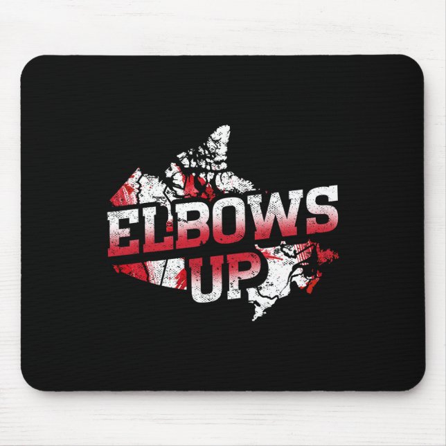 Elbows Up Canada Proud Canadian Hockey Canadian Ma Mouse Mat (Front)