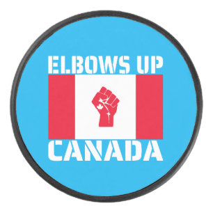 Elbows Up Canada - Proud Canadians Hockey Puck