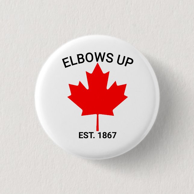 Elbows Up | Canada Strong | Support Canada |  3 Cm Round Badge (Front)