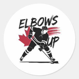 Elbows Up Canada True North Strong Free Hockey Lov Classic Round Sticker