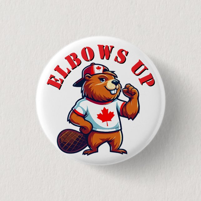 Elbows Up Canadian Beaver 3 Cm Round Badge (Front)