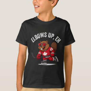 Elbows Up Eh Beaver Hockey Players Funny Canada Da T-Shirt