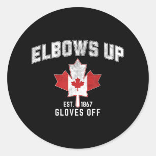 Elbows Up Est 1867 Canadian Maple Leaf Canada Classic Round Sticker