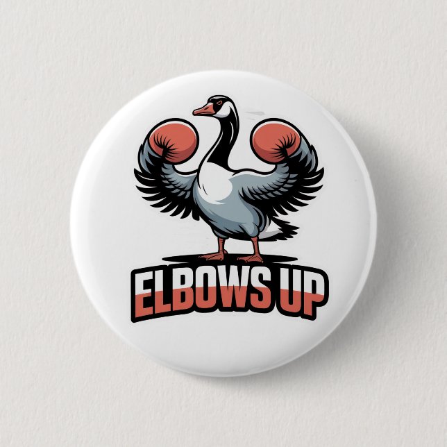 Elbows Up – Fighting Canadian Goose 6 Cm Round Badge (Front)