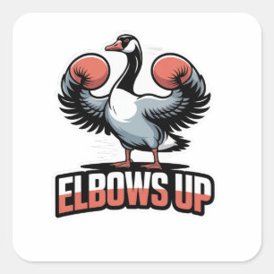 Elbows Up – Fighting Canadian Goose Square Sticker