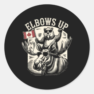 Elbows Up Funny Canada Beaver And Moose Classic Round Sticker