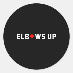 Elbows Up Funny Canadian Hockey Maple Leaf Pride S Classic Round Sticker