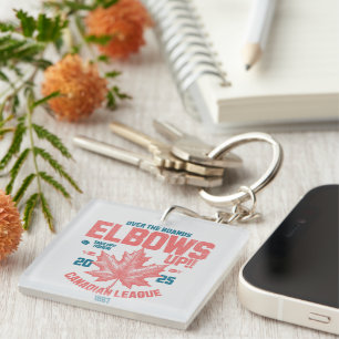 Elbows UP! Over the Boards Canadian League Hockey Key Ring