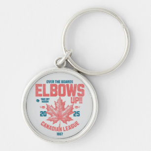 Elbows UP!  Over the Boards Canadian League Hockey Key Ring