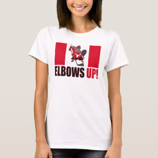 Elbows Up Quote Hockey Playing Beaver Flag T-Shirt