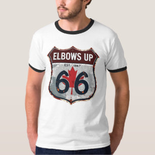 Elbows Up - Vintage Canadian Shield Sign T-Shirt