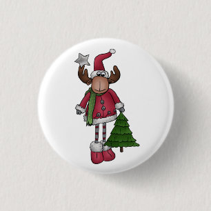 Elch mit Baum  3 Cm Round Badge
