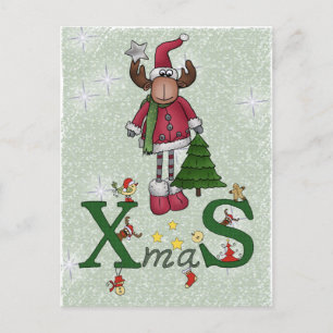 Elch mit Baum Holiday Postcard