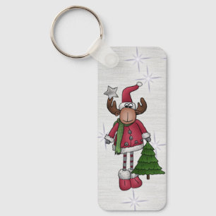 Elch mit Baum Key Ring