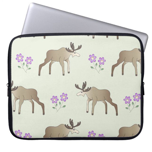 Elch mit Blume Laptop Sleeve (Front)