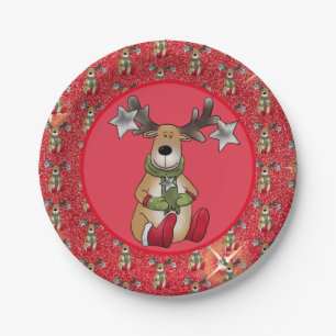 Elch mit Stern Paper Plate