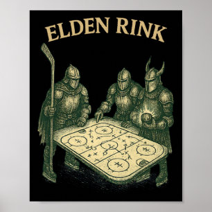 Elden Rink Funny Hockey Knight Parody Fantasy Rpg Poster