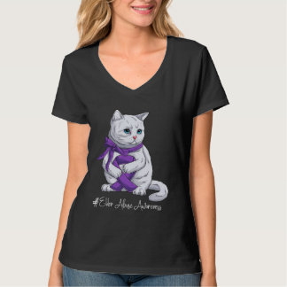 Elder Abuse Awareness Month Purple Ribbon Cat T-Shirt