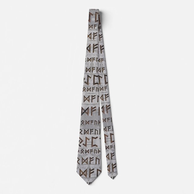 Elder Futhark Pattern on birch texture Tie (Front)