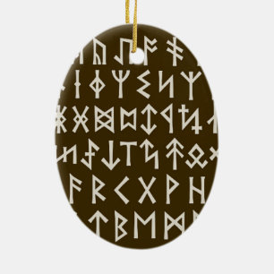 Elder Futhark Runes Ceramic Tree Decoration