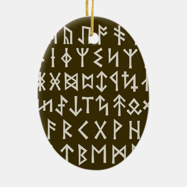 Elder Futhark Runes Ceramic Tree Decoration (Back)