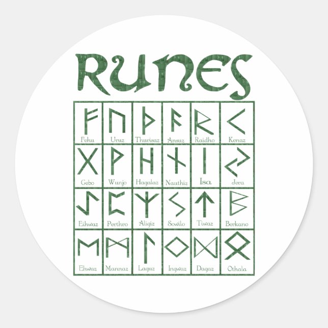 Elder Futhark Runes Classic Round Sticker (Front)