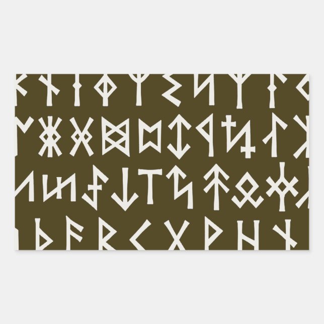 Elder Futhark Runes Rectangular Sticker (Front)