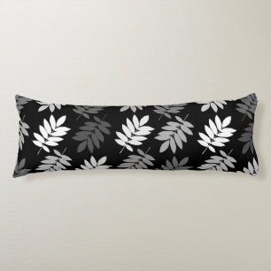 Elder Leaf Big Pattern Black White Grey Body Cushion