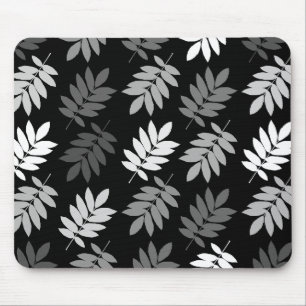 Elder Leaf Big Pattern Black White Grey Mouse Mat