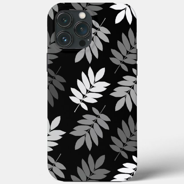 Elder Leaf Lg Pattern Black White Grey Case-Mate iPhone Case (Back)