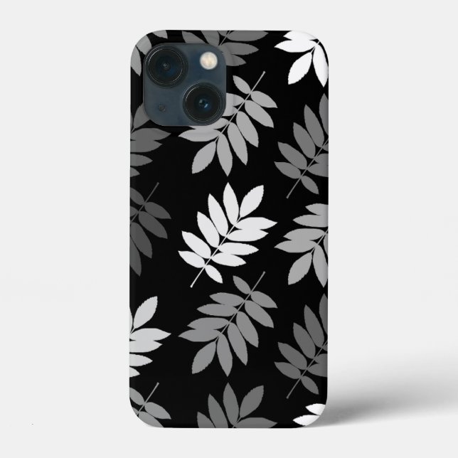 Elder Leaf Lg Pattern Black White Grey Case-Mate iPhone Case (Back)