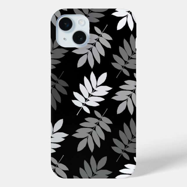 Elder Leaf Lg Pattern Black White Grey Case-Mate iPhone Case (Back)