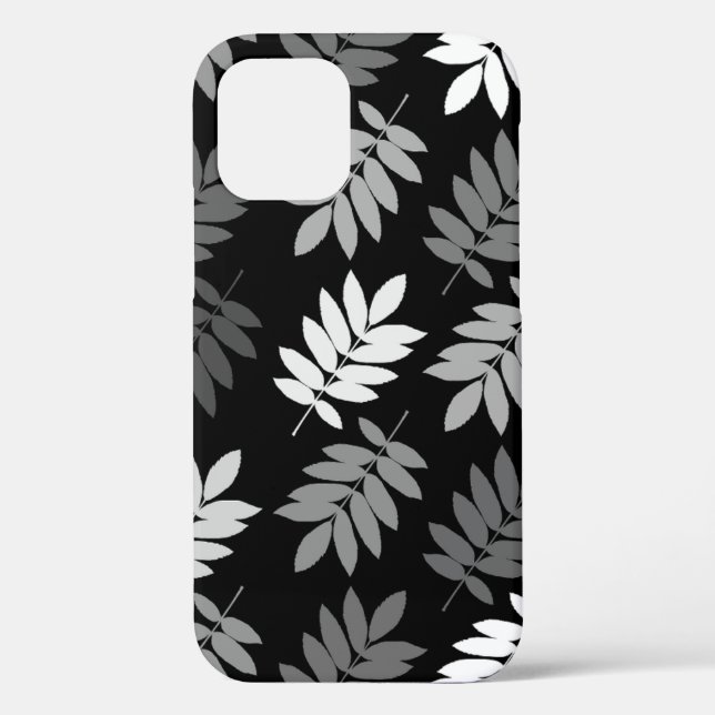 Elder Leaf Lg Pattern Black White Grey Case-Mate iPhone Case (Back)