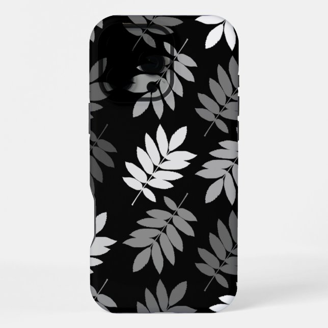 Elder Leaf Lg Pattern Black White Grey iPhone Case (Back)