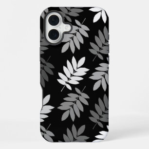 Elder Leaf Lg Pattern Black White Grey iPhone 16 Plus Case