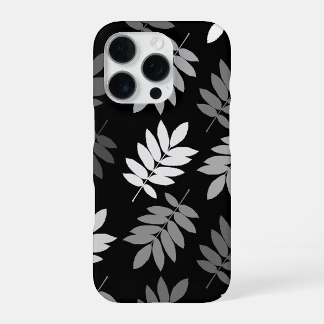 Elder Leaf Lg Pattern Black White Grey iPhone Case (Back)