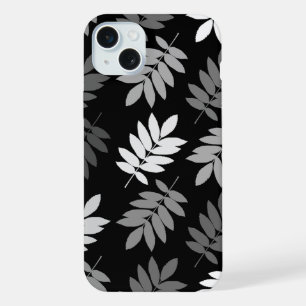 Elder Leaf Lg Pattern Black White Grey iPhone 15 Plus Case