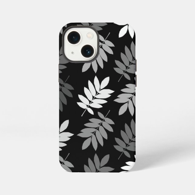 Elder Leaf Lg Pattern Black White Grey iPhone Case (Back)