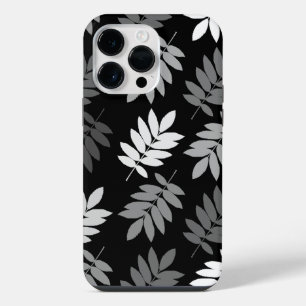 Elder Leaf Lg Pattern Black White Grey iPhone 14 Pro Max Case