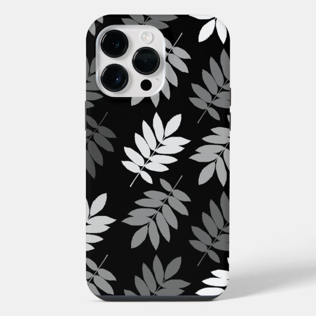 Elder Leaf Lg Pattern Black White Grey iPhone Case (Back)