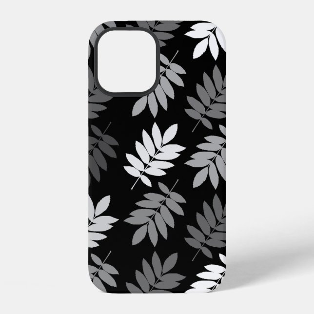 Elder Leaf Lg Pattern Black White Grey iPhone Case (Back)