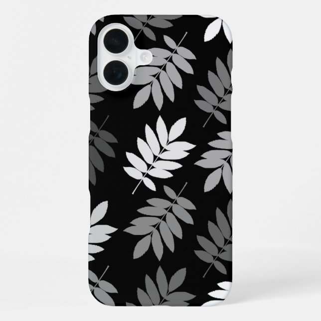 Elder Leaf Lg Pattern Black White Grey iPhone Case (Back)