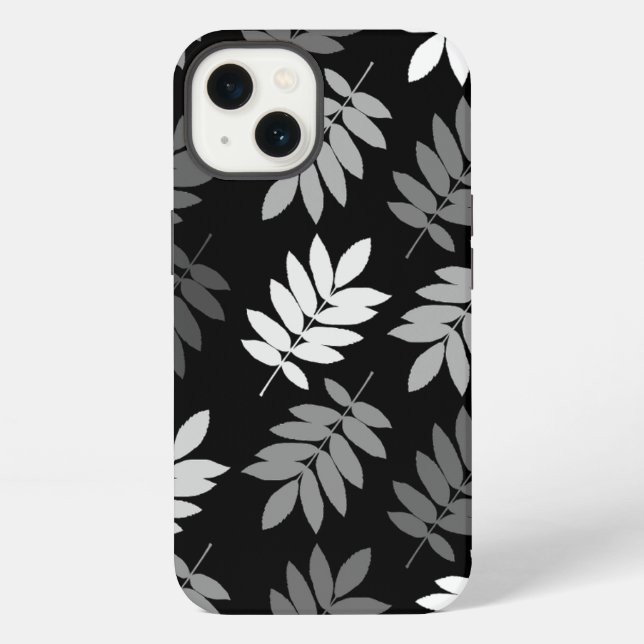 Elder Leaf Lg Pattern Black White Grey iPhone Case (Back)