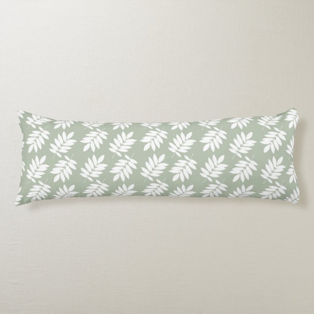 Elder Leaf Pattern 2Way Green+White Body Cushion (Front)