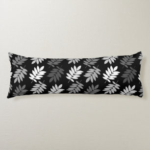 Elder Leaf Pattern Black White Grey Body Cushion