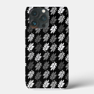 Elder Leaf Pattern Black White Grey iPhone 13 Pro Case