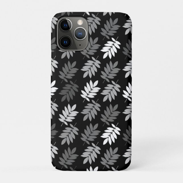 Elder Leaf Pattern Black White Grey Case-Mate iPhone Case (Back)