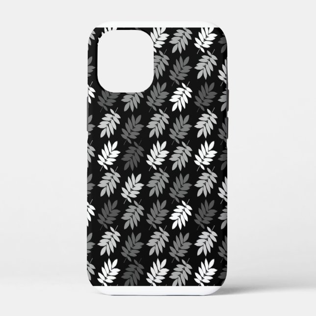 Elder Leaf Pattern Black White Grey Case-Mate iPhone Case (Back)