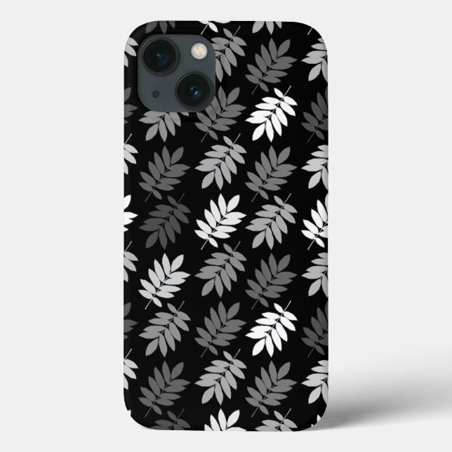 Elder Leaf Pattern Black White Grey Case-Mate iPhone Case (Back)